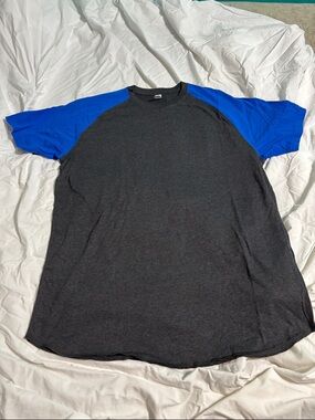 Men's Charcoal Body with Royal Blue Raglan Short Sleeve Tee